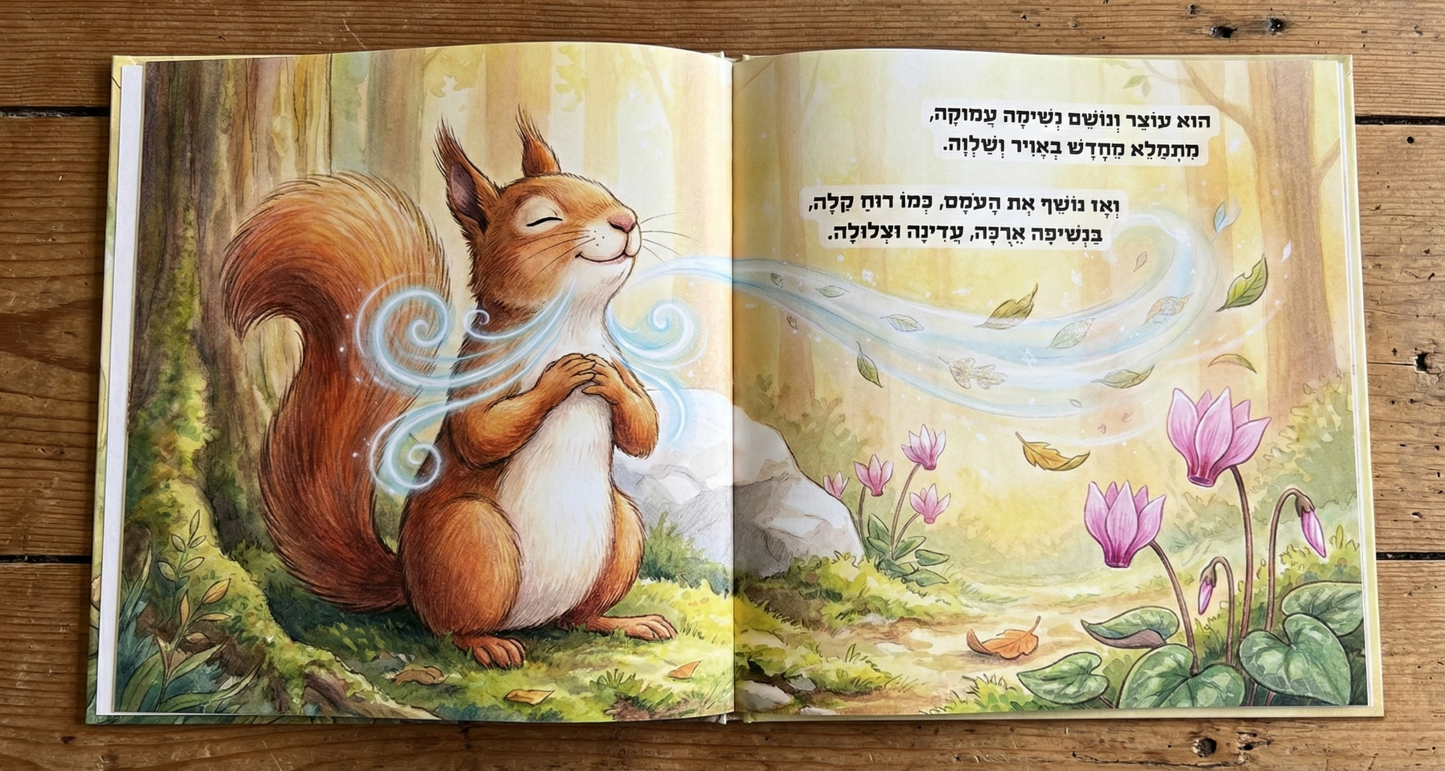 ספר בלוט פתוח – עמודים פנימיים עם איורים מקוריים